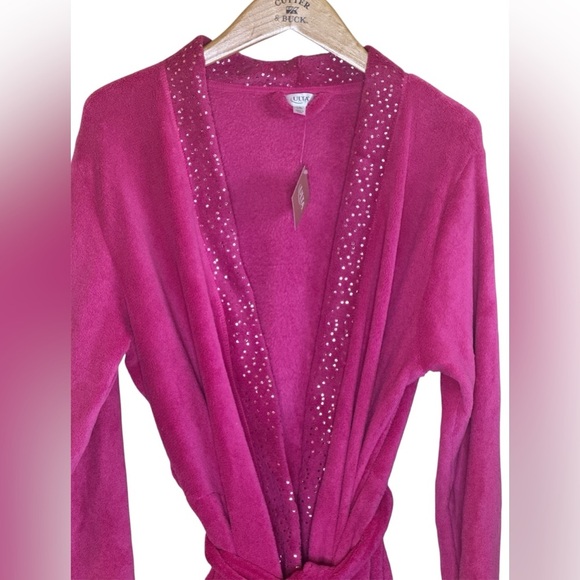 Ulta Beauty Robe Size L/XL Barbie Pink Shimmering Sequin Trim Along Shawl Cozy - Picture 4 of 14